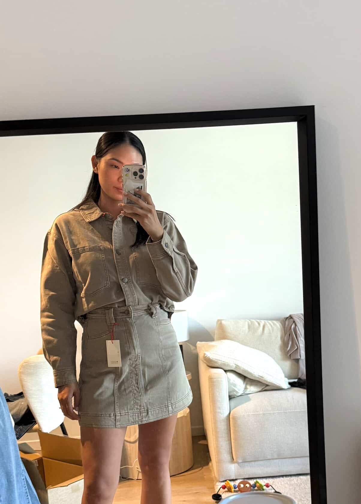 Clare Denim Jacket - Olive Denim