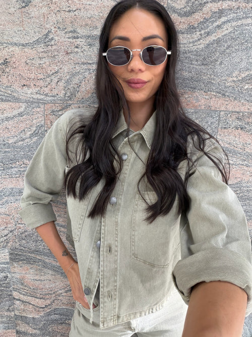 Clare Denim Jacket - Olive Denim