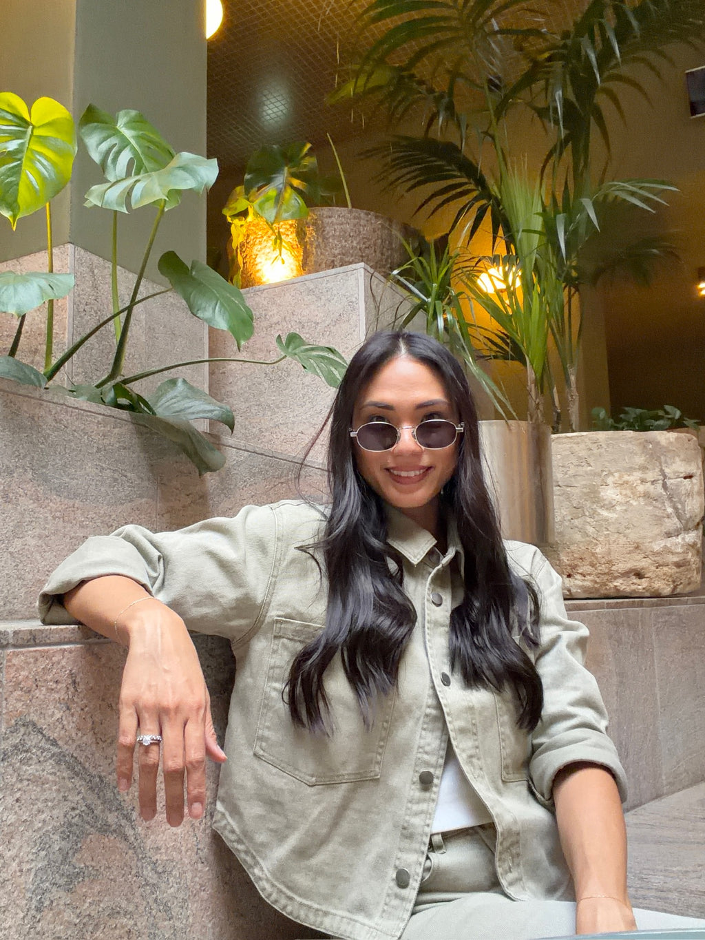 Clare Denim Jacket - Olive Denim