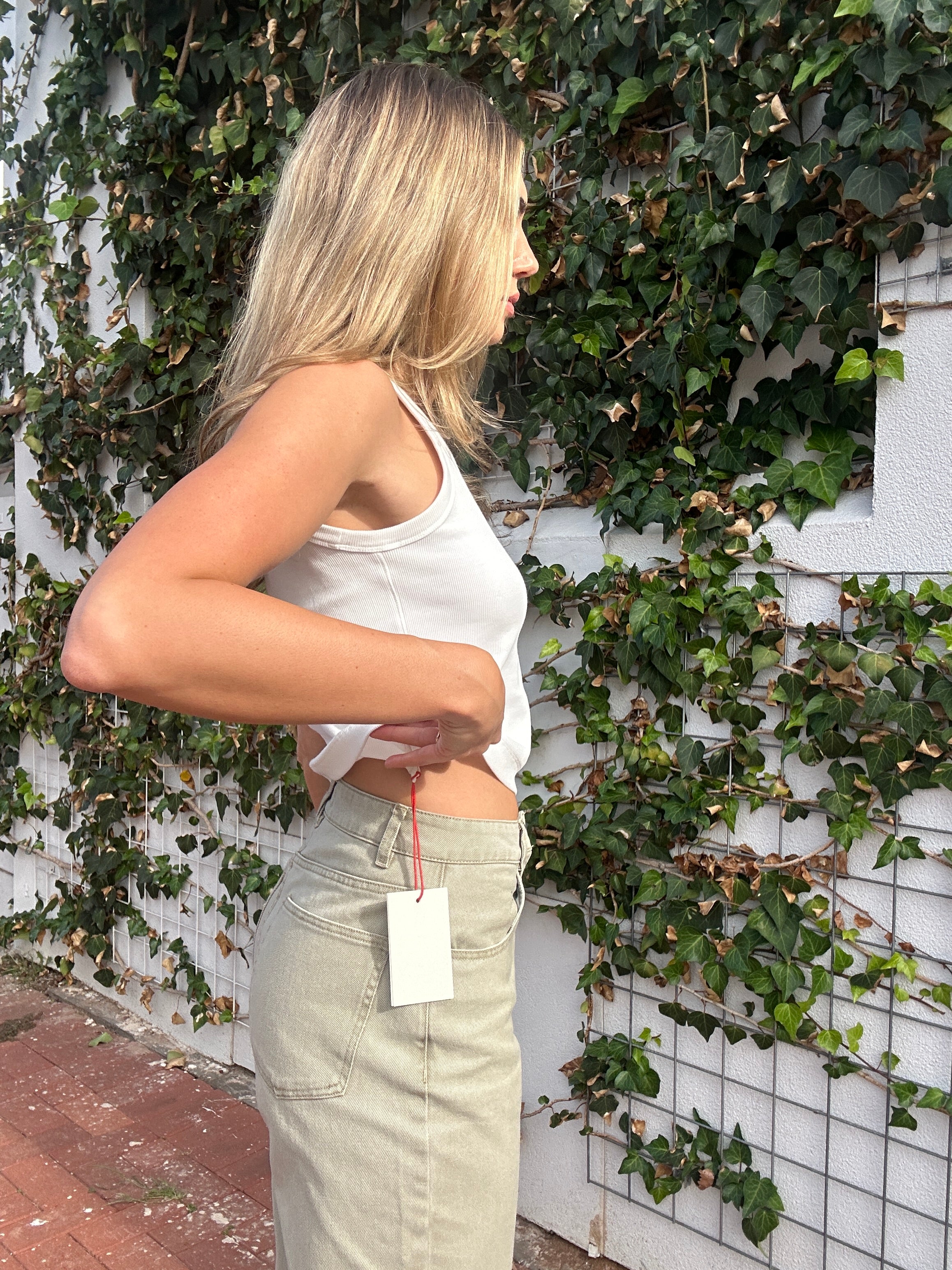 Alba Reversible Ribbed Tank - White
