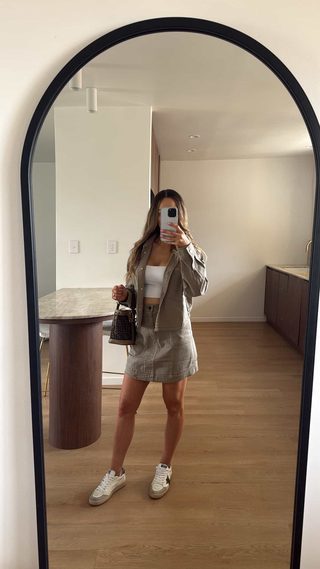 Clare Denim Skirt - Olive Denim