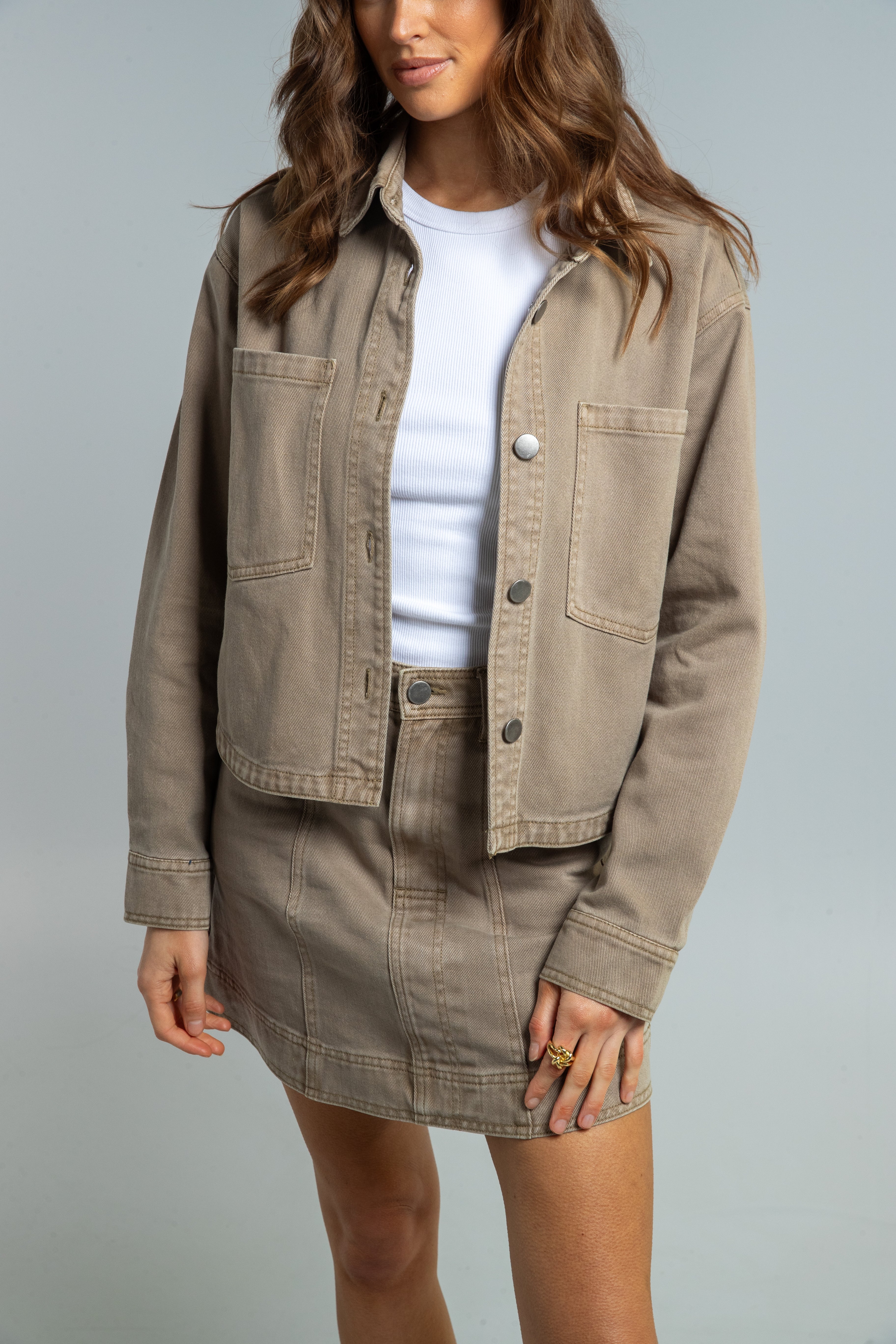 Clare Denim Skirt - Olive Denim