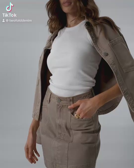 Clare Denim Jacket - Olive Denim