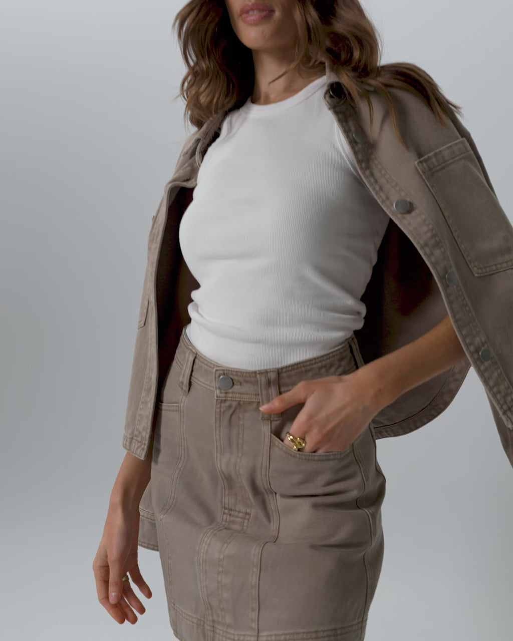 Clare Denim Skirt - Olive Denim