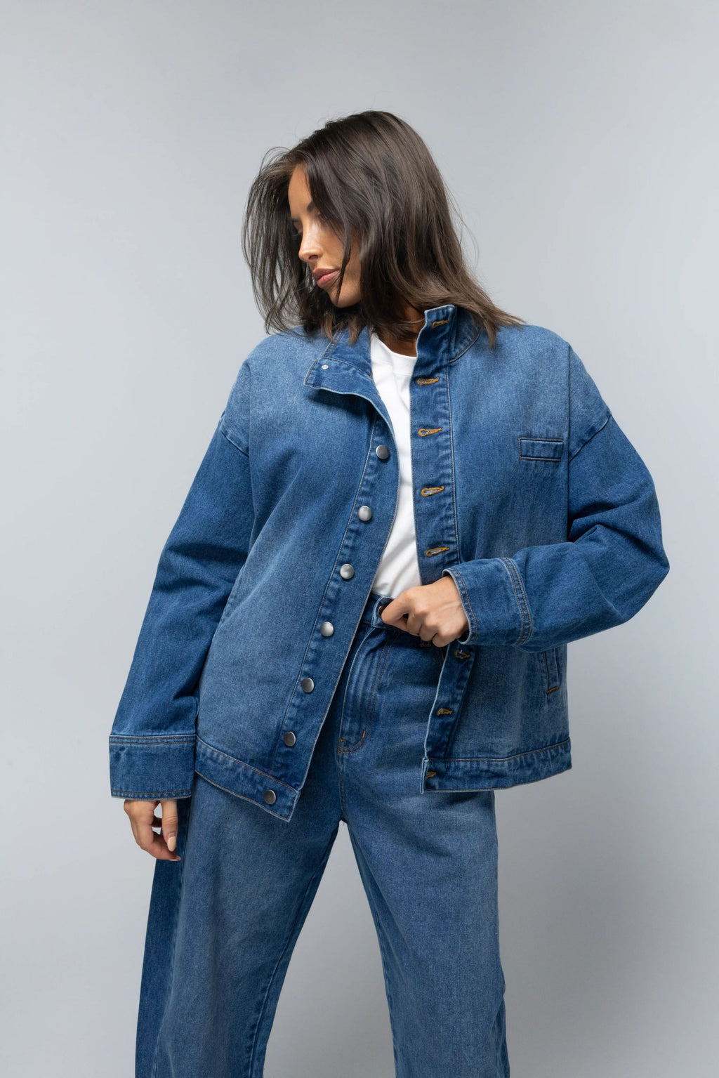 Napa Funnel Neck Jacket - Deep Vintage Blue