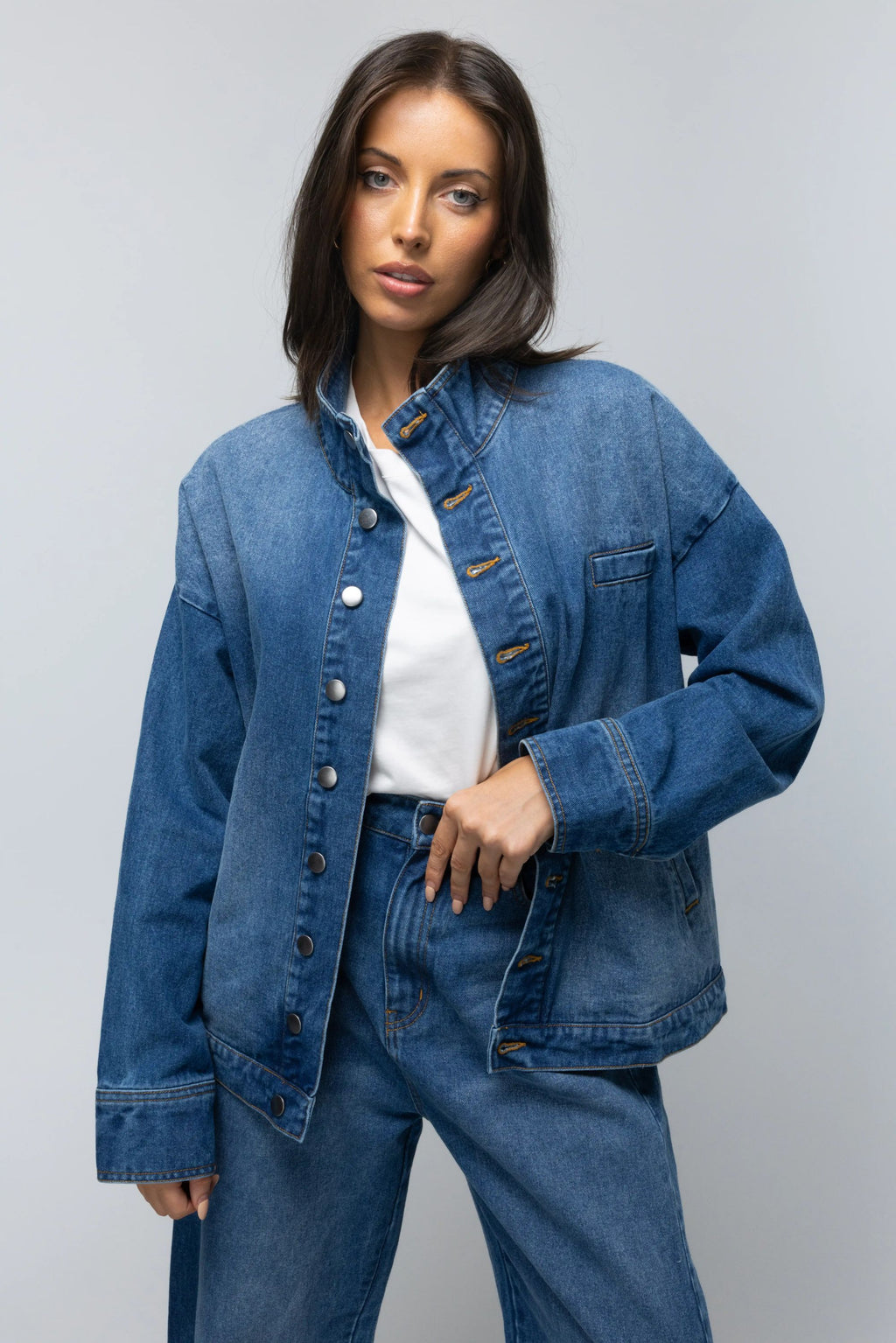 Napa Funnel Neck Jacket - Deep Vintage Blue
