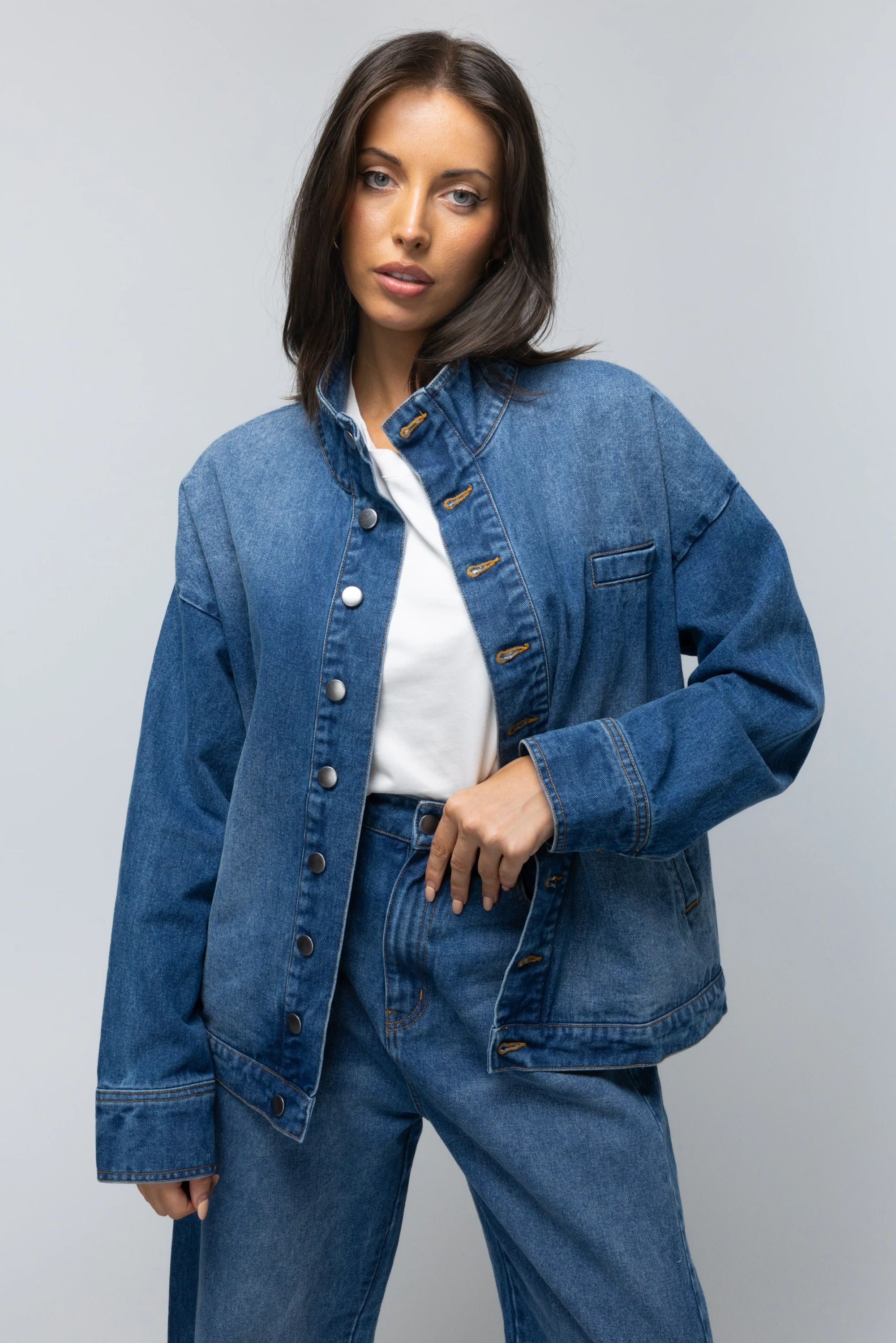Napa Funnel Neck Jacket - Deep Vintage Blue