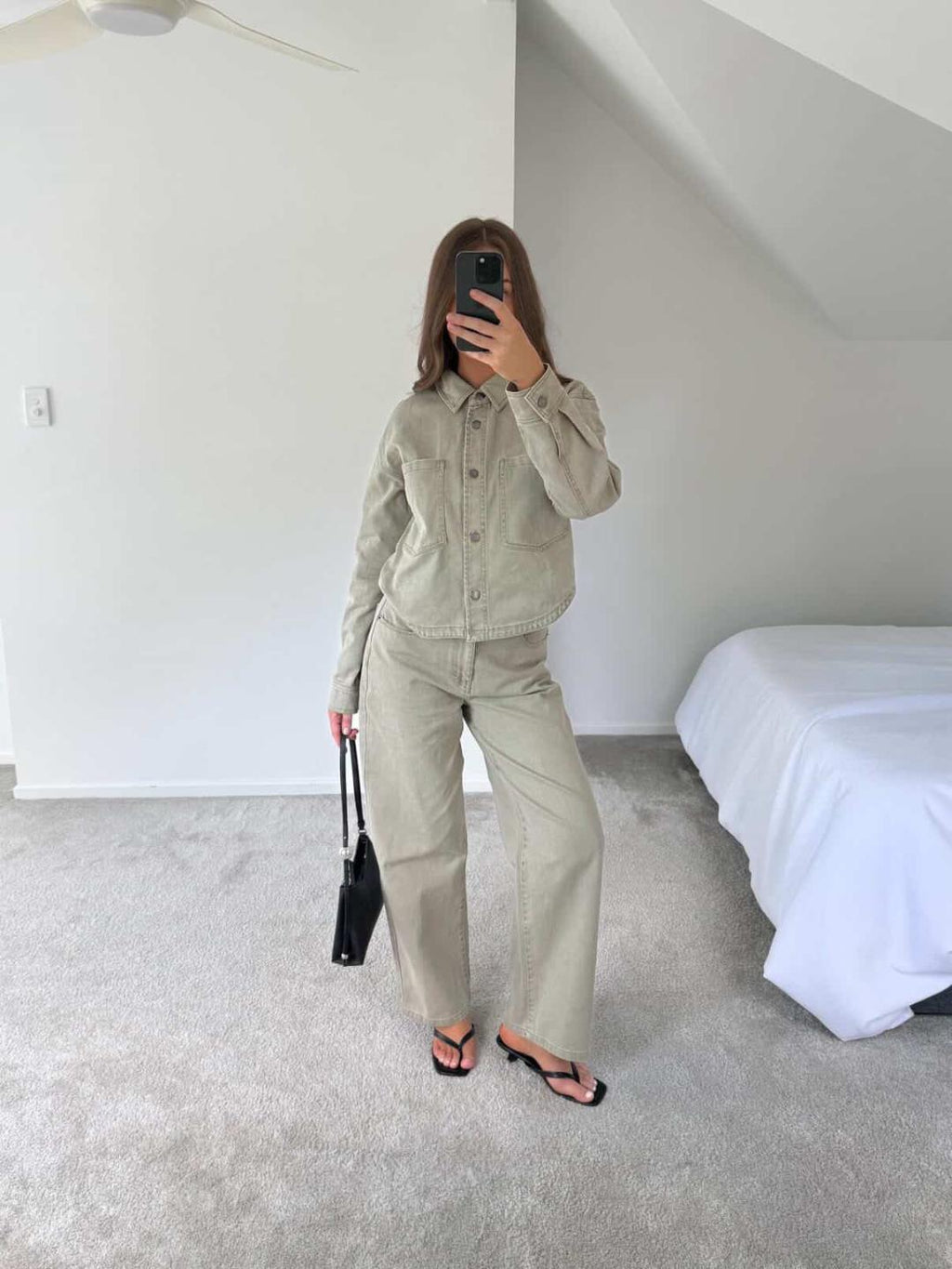 Clare Denim Jacket - Olive Denim